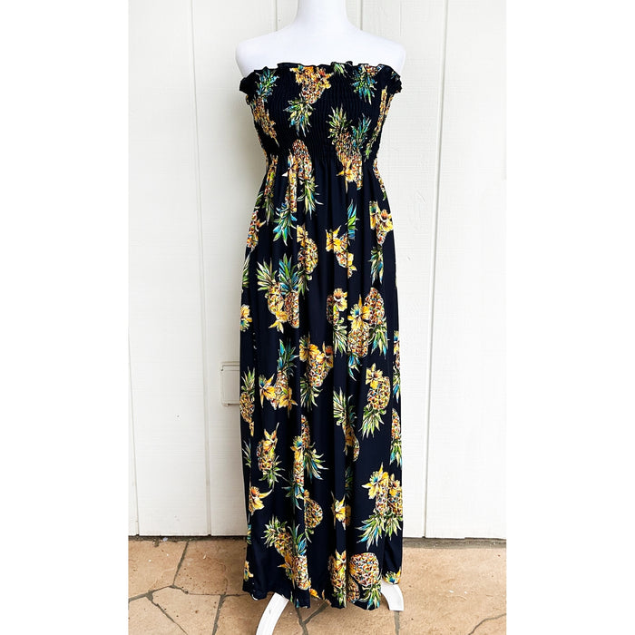 Hawaiian Muumuu Tunic Dress Maxi [Golden Pineapple]