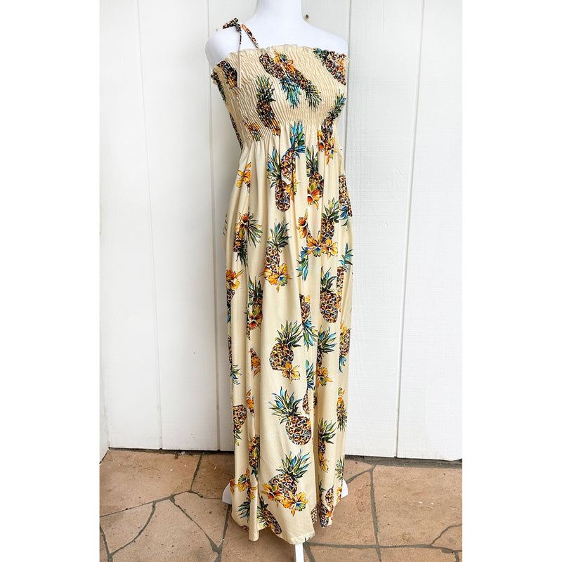 Hawaiian Muumuu Tunic Maxi Dress - Golden Pineapple Halehawaiian Hawaiian Muumuu Tunic Maxi Dress - Golden Pineapple Halehawaiian