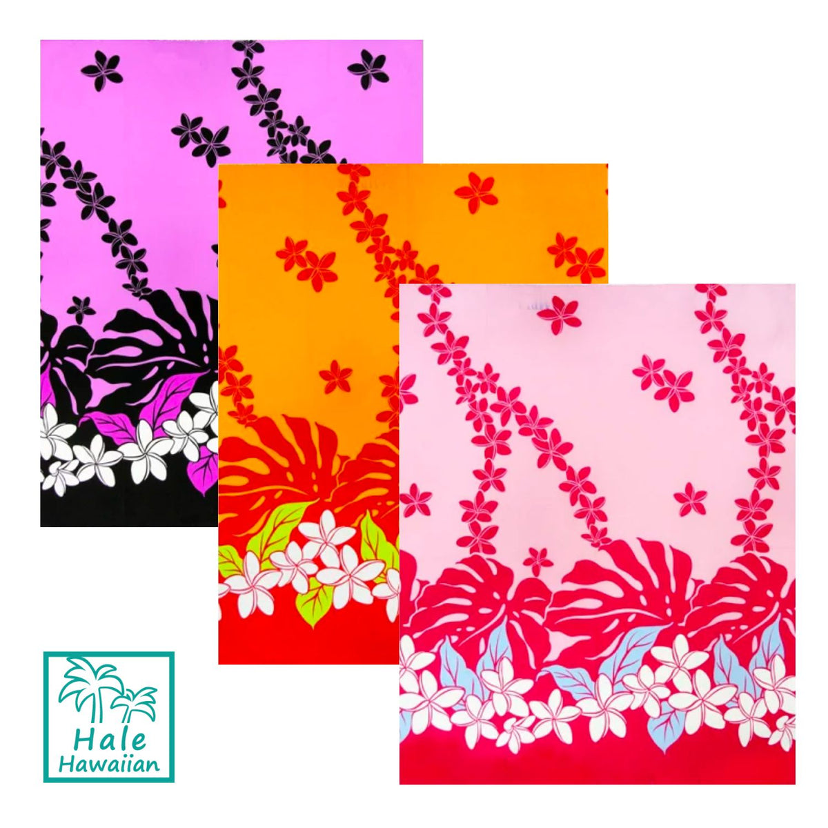 *Sale Fabric* Hawaiian Poly Cotton Fabric LW-17-588 [Plumeria/Monstera]