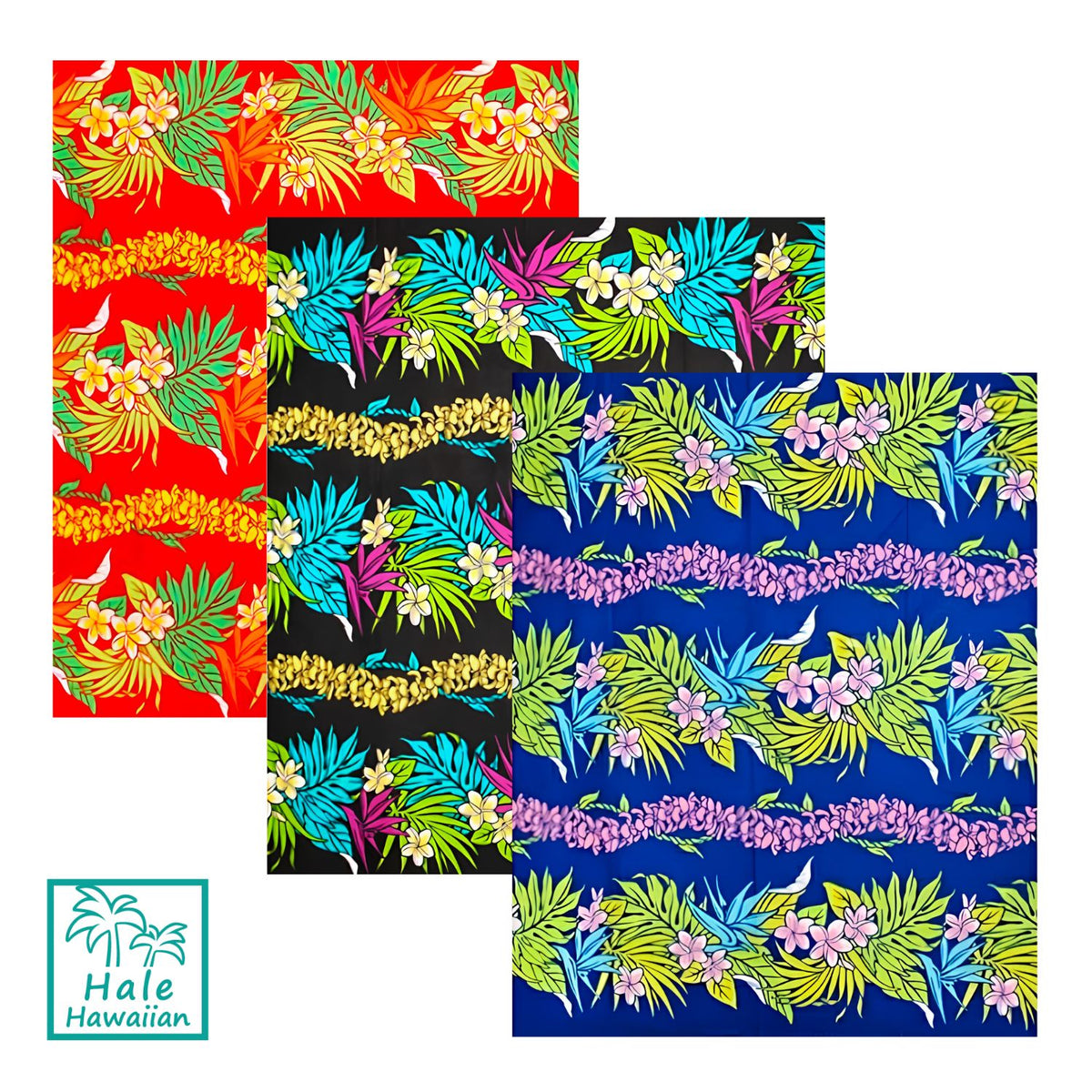 *Sale Fabric: Hawaiian Poly Cotton Fabric LW-18-623 [Tropical Flower/Plumeria Lei]