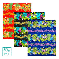 *Sale Fabric: Hawaiian Poly Cotton Fabric LW-18-623 [Tropical Flower/Plumeria Lei]