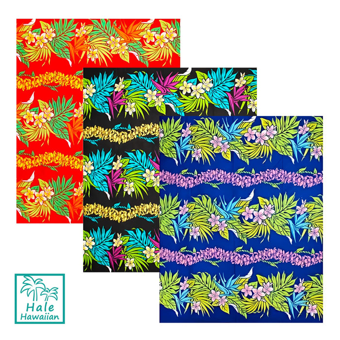 *Sale Fabric: Hawaiian Poly Cotton Fabric LW-18-623 [Tropical Flower/Plumeria Lei]