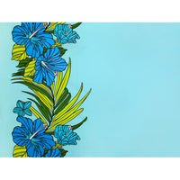 Hawaiian Polycotton Fabric LW-18-643 [Hibiscus Palm Reaf Border]