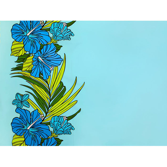Hawaiian Polycotton Fabric LW-18-643 [Hibiscus Palm Reaf Border]