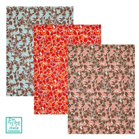 Clearance Fabric Hawaiian Polycotton Fabric LW-19-692 [All Plumeria] Red Natural 1.5 yards