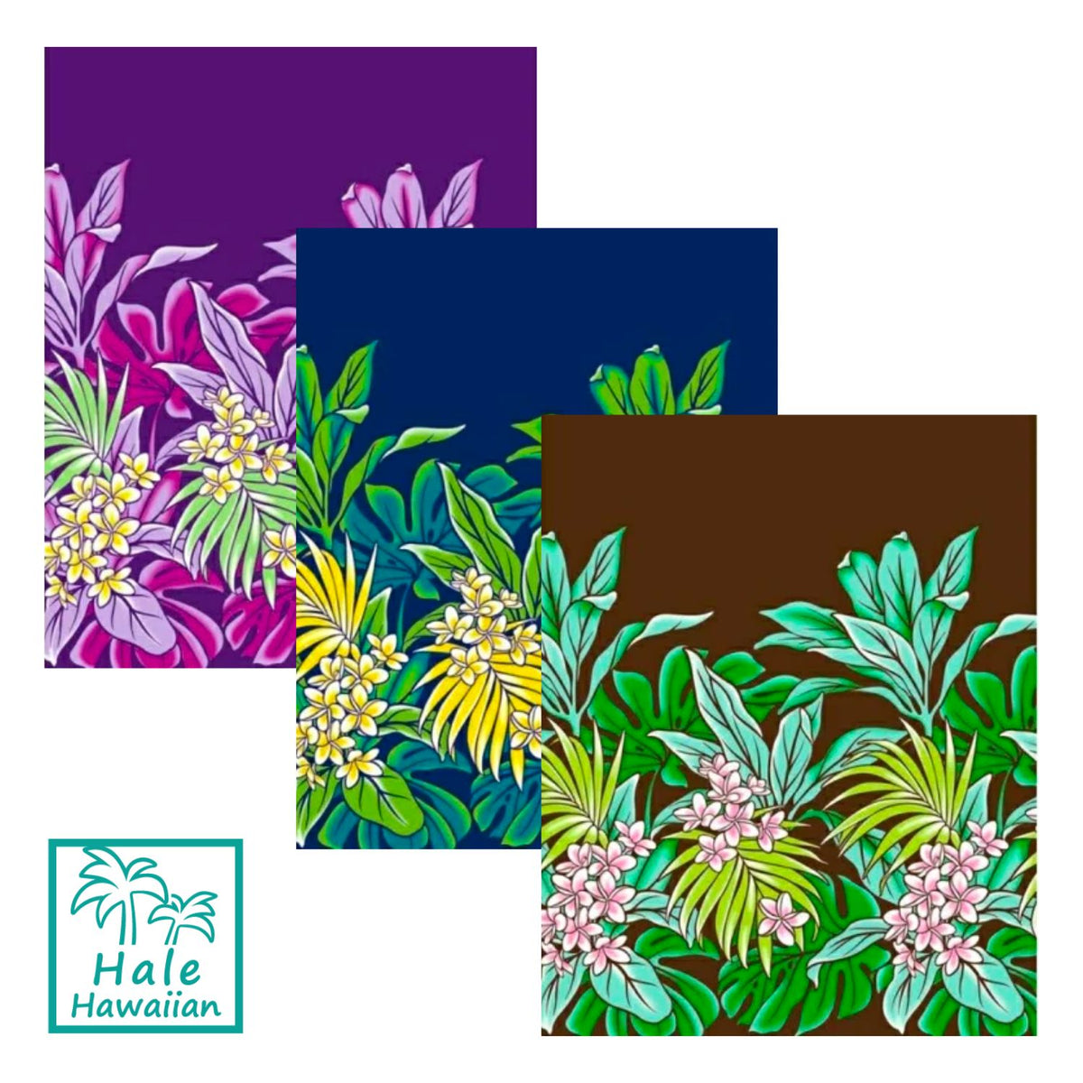 Hawaiian Polycotton Fabric LW-21-808 [Plumeria Leaf Bouquet]