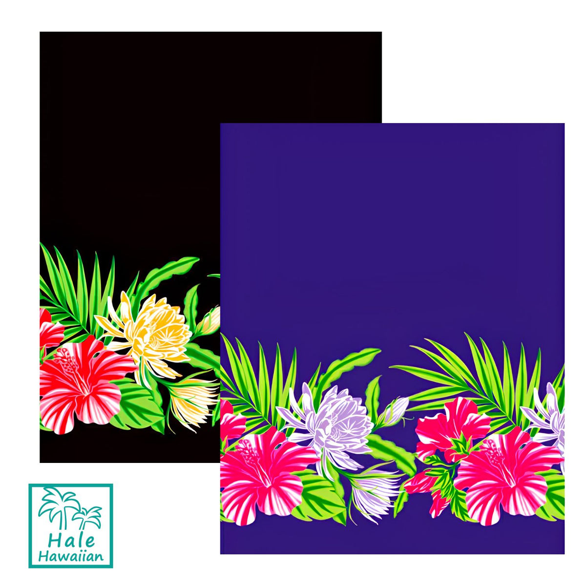 Hawaiian Polycotton Fabric LW-21-810 [Border Hibiscus Ceres]