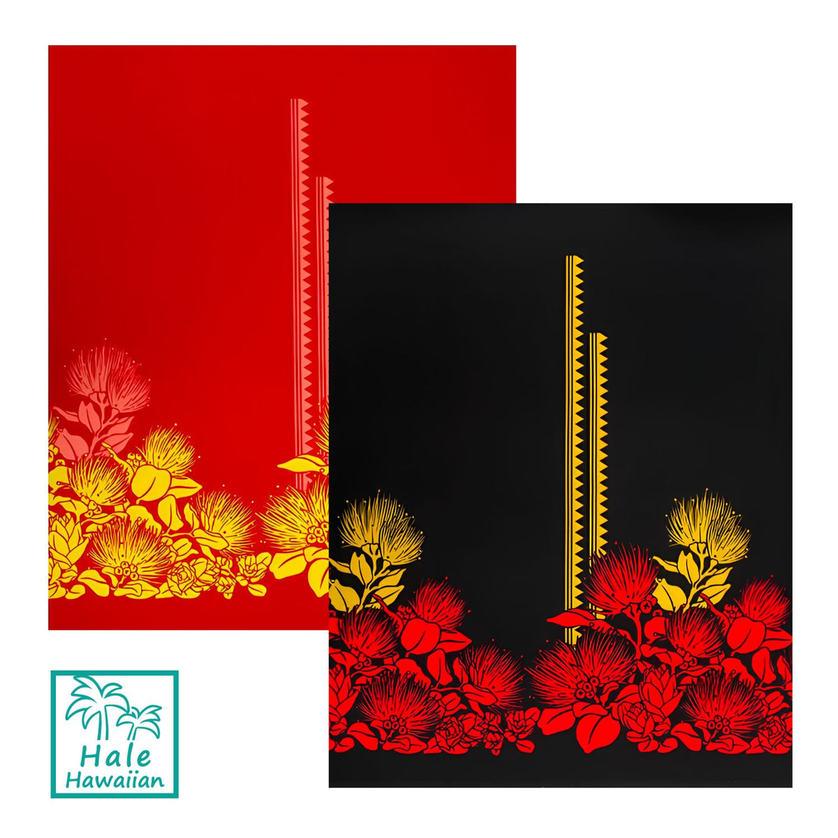 Hawaiian Polycotton Fabric LW-22-854 [Lehua Flower and Tapa]