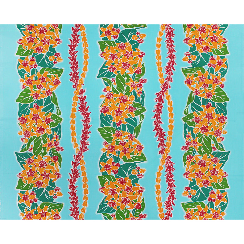 Hawaiian Polycotton Fabric LW-22-855 [Crown Flower Lei Panel]