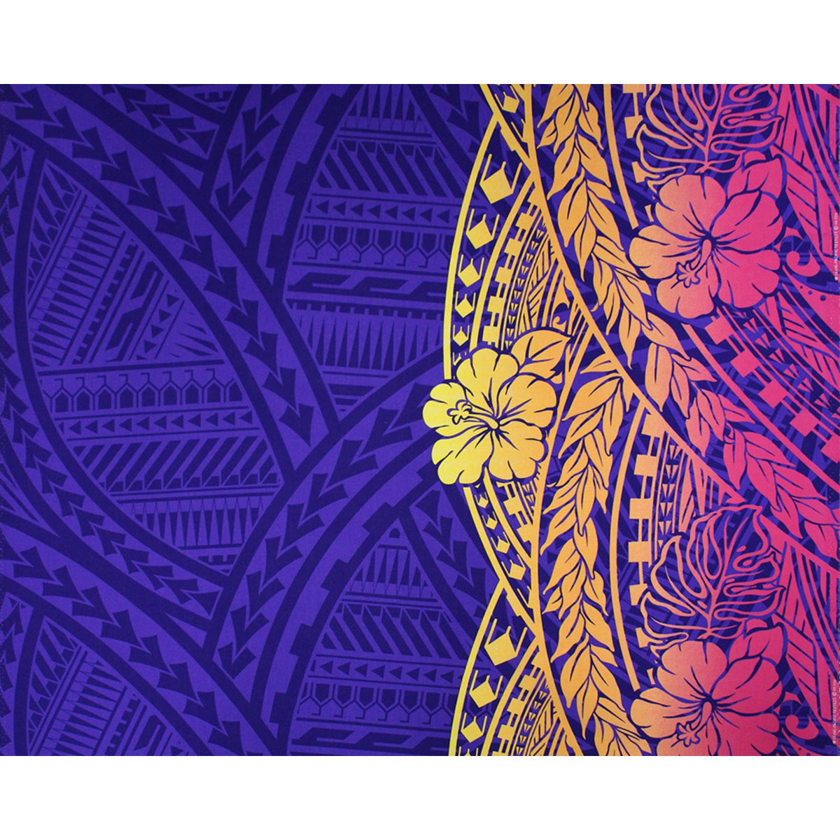 (Pre-order) Hawaiian polycotton fabric LW-23-878 [Tapa Hibiscus Border] Scheduled to arrive in January 2024