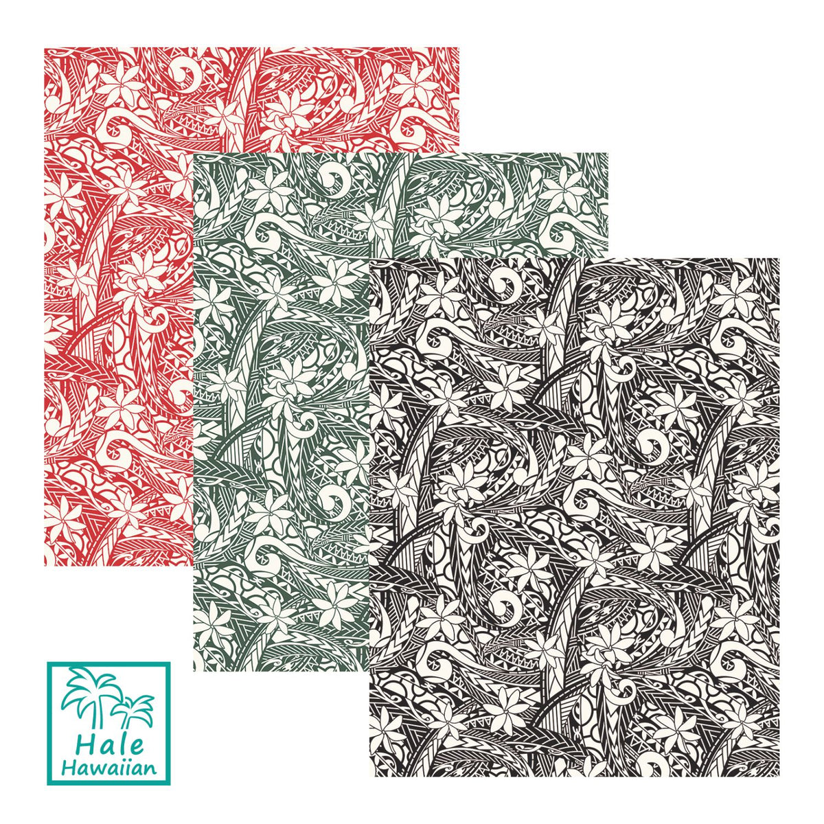 Hawaiian polycotton fabric LW-23-882 [Tapa Tiare]