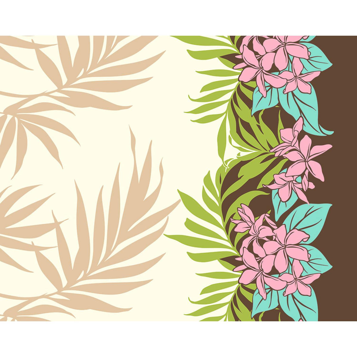(Pre-order) Hawaiian Polycotton Fabric LW-23-887 [Palm Leaf Plumeria]  expected to arrive in January 2024