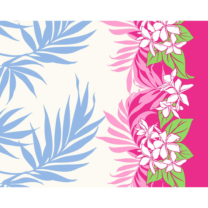 (Pre-order) Hawaiian Polycotton Fabric LW-23-887 [Palm Leaf Plumeria]  expected to arrive in January 2024