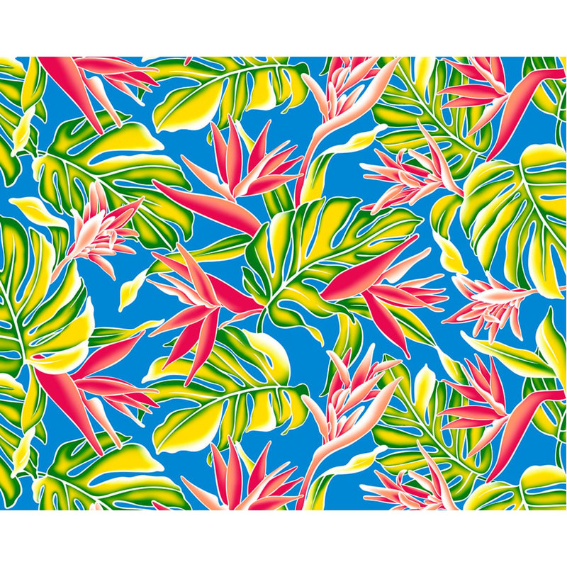 Hawaiian Polycotton Fabric LW-24-921 [Birds of Paradise Monstera]