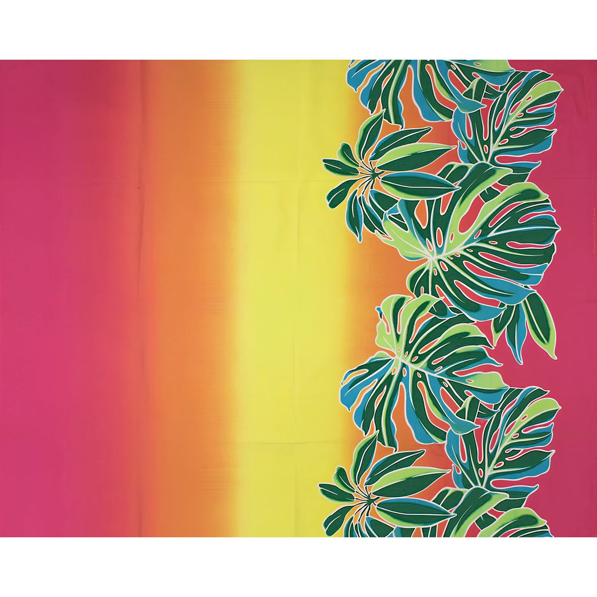 New Arrival: Hawaiian Poly-Cotton Fabric LW-24-935 [Gradation Border Leaf]