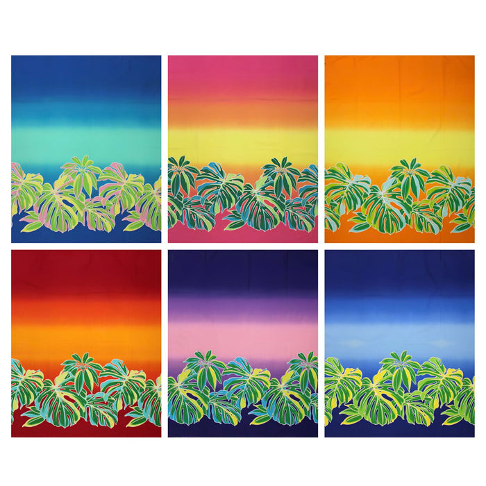 New Arrival: Hawaiian Poly-Cotton Fabric LW-24-935 [Gradation Border Leaf]