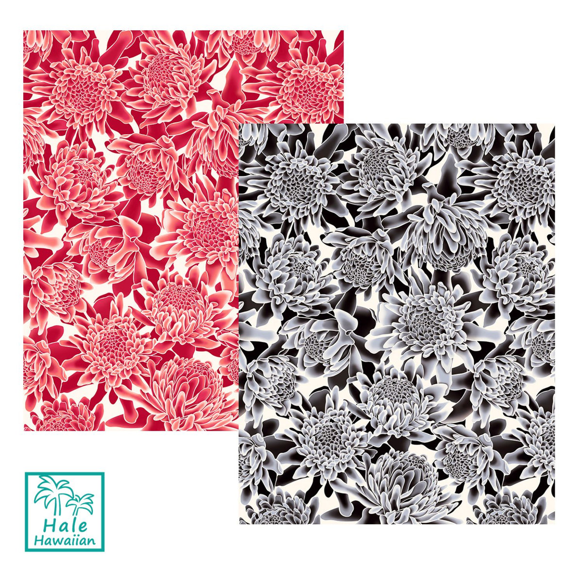 Hawaiian Polycotton Fabric LW-24-936 [Torch Ginger/Protea]