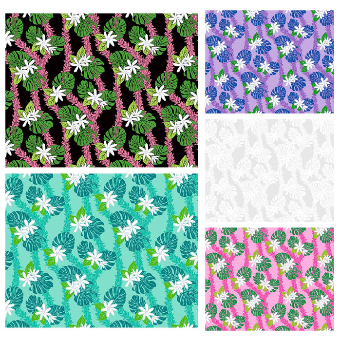 Hawaiian polycotton fabric LW-24-952 [Tiare Monstera Lei]