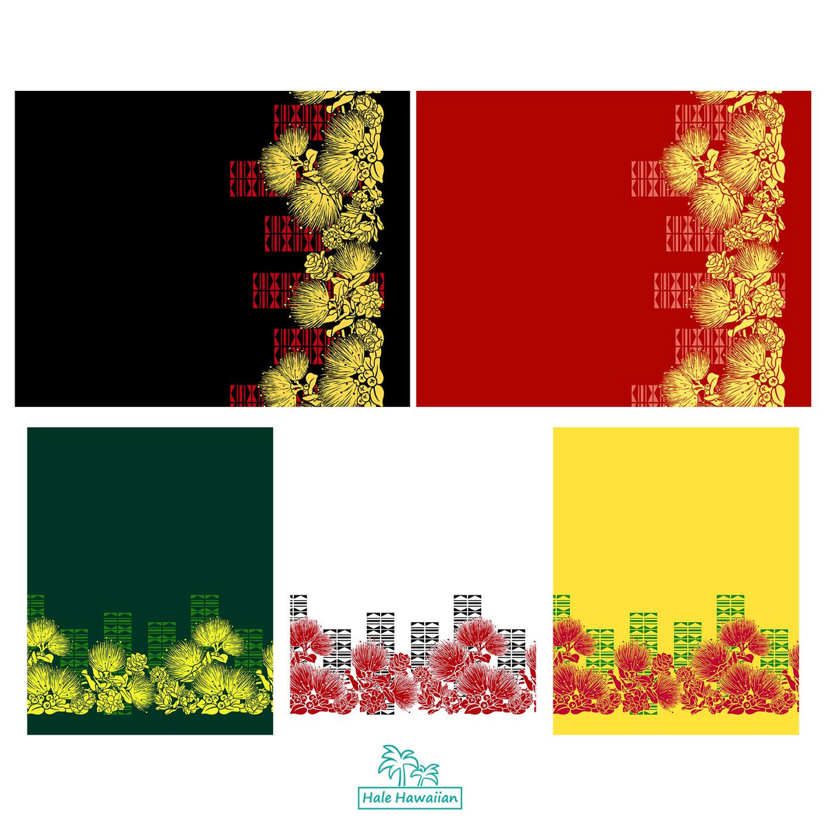 New Arrival May Hawaii Hawaiian Print Polycotton Fabric LW-25-1018 [Lehua Leaf Tapa]