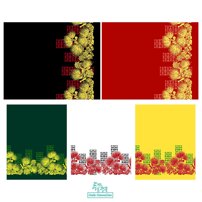 New Arrival May Hawaii Hawaiian Print Polycotton Fabric LW-25-1018 [Lehua Leaf Tapa]