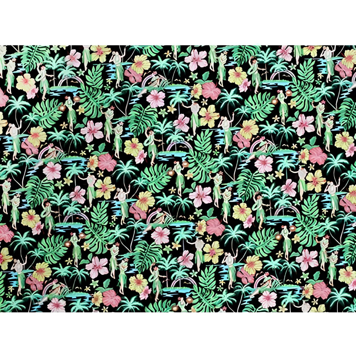 Hawaiian Cotton Fabric MY-17-177 [Hula Girl &amp; Tropical]