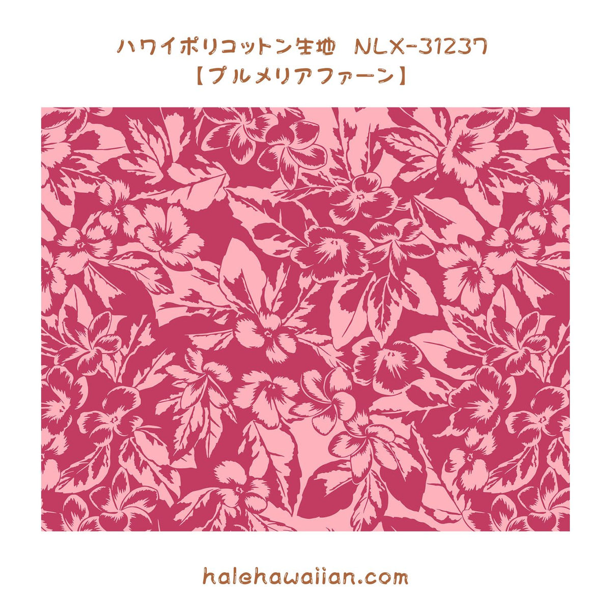 ハワイ ポリコットン 生地 NLX-31237【 プルメリア ファーン 】 Dusty Rose