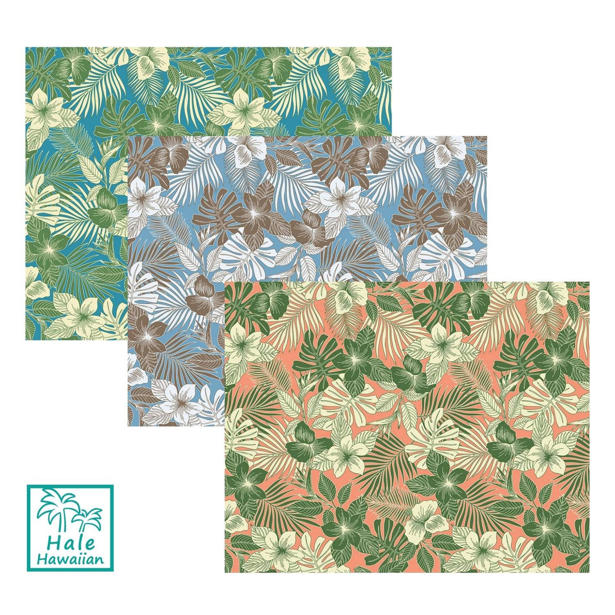 新柄入荷 ハワイ コットン生地 NLX-41177【 プルメリア リーフ 】