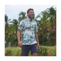 ハワイアン REYN SPOONER メンズアロハシャツ ポリコットン 限定アロハシャツ【 ノースショア 】ブルー