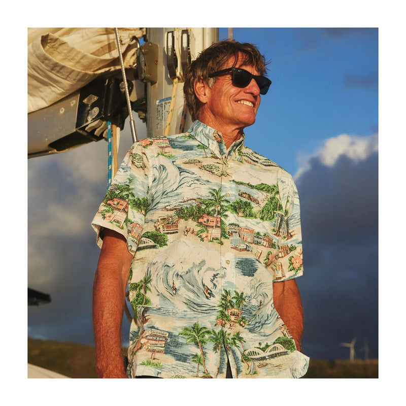 Hawaiian REYN SPOONER Men's Aloha Shirt Polycotton Limited Edition Aloha Shirt [North Shore] Blue