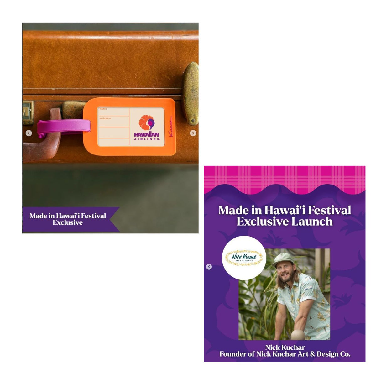 Official Product: Nick Kuchar × Hawaiian Airlines Luggage Tag｜Made in Hawaiʻi Limited Collaboration