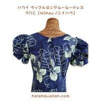 Hawaiian Muumuu Ruffle Sleeve Dress Long [Niihau] Navy