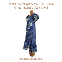 Hawaiian Muumuu Ruffle Sleeve Dress Long [Niihau] Navy