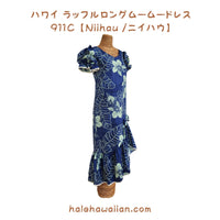 Hawaiian Muumuu Ruffle Sleeve Dress Long [Niihau] Navy