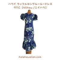 Hawaiian Muumuu Ruffle Sleeve Dress Long [Niihau] Navy