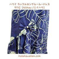 Hawaiian Muumuu Ruffle Sleeve Dress Long [Niihau] Navy