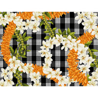 New Arrival: Hawaii Hawaiian Cotton Fabric PTT-138 [ Palaka Plumeria Ilima Mokihana Lei ]