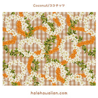 New Arrival: Hawaii Hawaiian Cotton Fabric PTT-138 [ Palaka Plumeria Ilima Mokihana Lei ]
