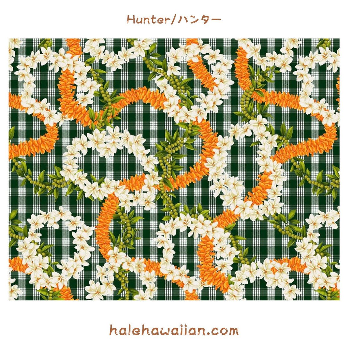 New Arrival: Hawaii Hawaiian Cotton Fabric PTT-138 [ Palaka Plumeria Ilima Mokihana Lei ]