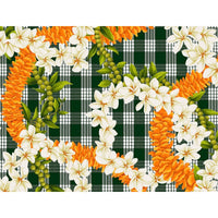 New Arrival: Hawaii Hawaiian Cotton Fabric PTT-138 [ Palaka Plumeria Ilima Mokihana Lei ]