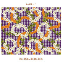 New Arrival: Hawaii Hawaiian Cotton Fabric PTT-138 [ Palaka Plumeria Ilima Mokihana Lei ]
