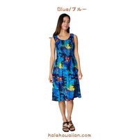 Hawaiian Women's Smock Midi Dress 【Palm Tree】