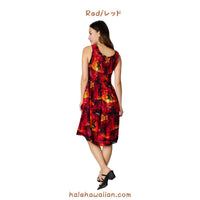 Hawaiian Women's Smock Midi Dress 【Palm Tree】