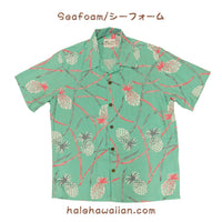 Hawaiian Men's Aloha Shirt Rayon [Retro Pineapple Bamboo]