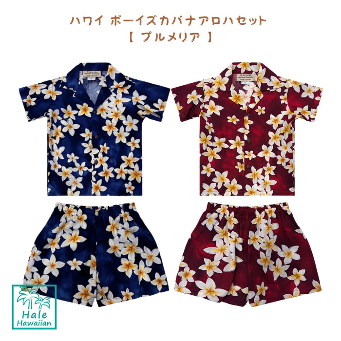 Hawaii Boys Cotton Aloha Cabana Set [Plumeria]