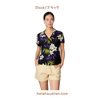 Hawaiian Women's Aloha Shirt, Fitted [Plumeria Cluster]