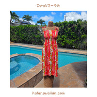 Hawaiian Tunic Dress, Long [Plumeria Panel]