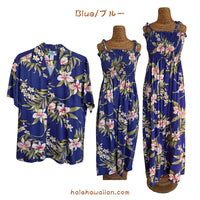 Hawaiian Muumuu Tunic Dress, Semi-Long [Parry Orchid]