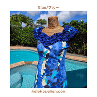 Hawaiian Muumuu Ruffle Long Dress [Monstera Lei]