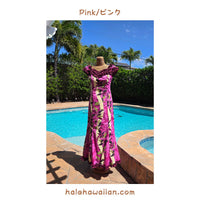 Hawaiian Muumuu Ruffle Long Dress [Monstera Lei]