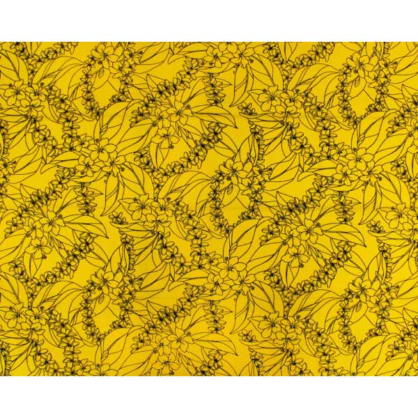 Hawaiian Polycotton Fabric TX-14-15 [Hibiscus &amp; Plumeria Ray/Yellow] 1 yard cut